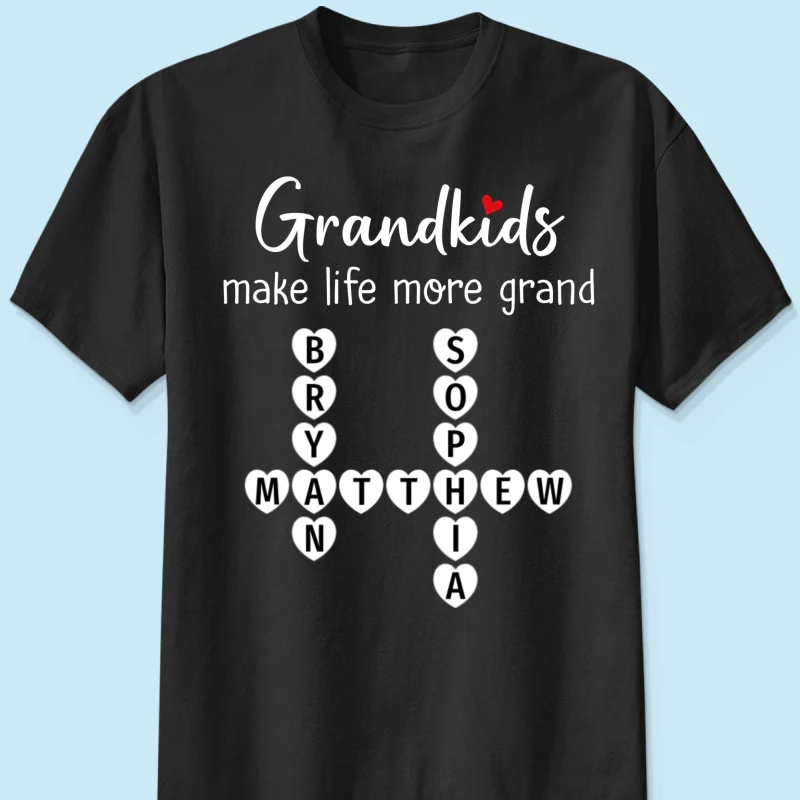 Grandkids Make Life Grand Coquette Floral Pattern Crossword Puzzle Art - Personalized Shirt - Image 23