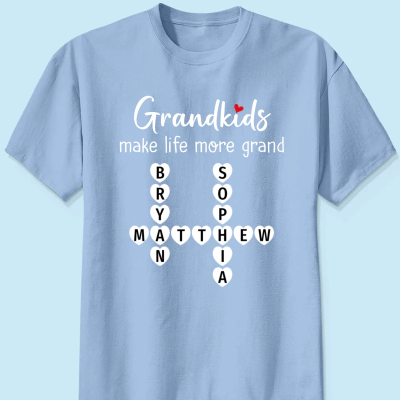 Grandkids Make Life Grand Coquette Floral Pattern Crossword Puzzle Art - Personalized Shirt - Image 28