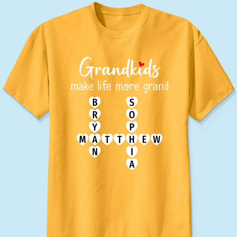 Grandkids Make Life Grand Coquette Floral Pattern Crossword Puzzle Art - Personalized Shirt - Image 29