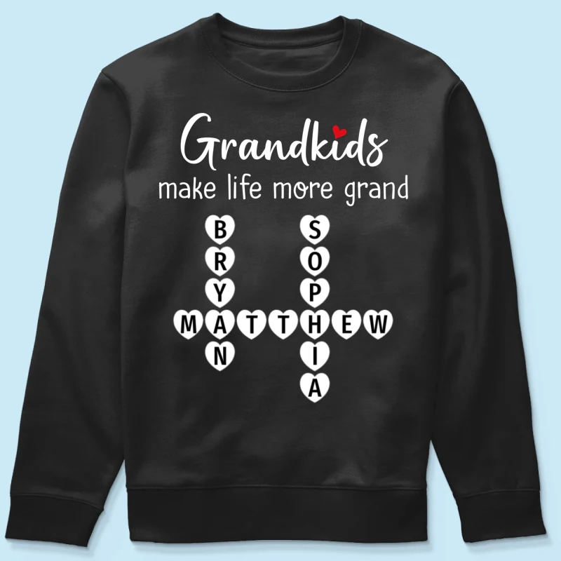Grandkids Make Life Grand Coquette Floral Pattern Crossword Puzzle Art - Personalized Shirt - Image 36