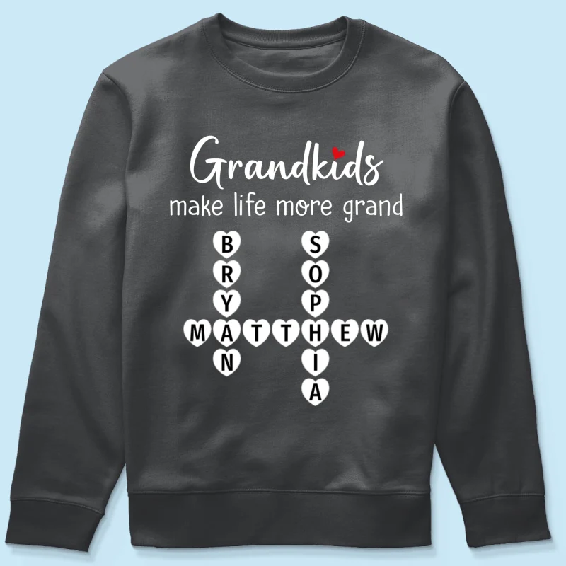 Grandkids Make Life Grand Coquette Floral Pattern Crossword Puzzle Art - Personalized Shirt - Image 38