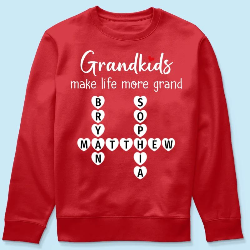 Grandkids Make Life Grand Coquette Floral Pattern Crossword Puzzle Art - Personalized Shirt - Image 41