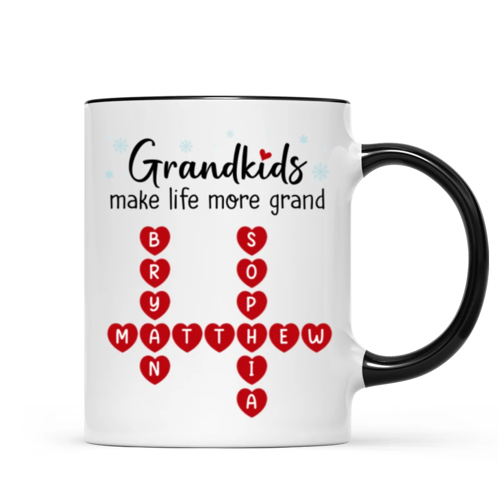 Grandkids Make Life Grand Crossword Puzzle Art Christmas Gift For Grandma Personalized Mug - Image 10