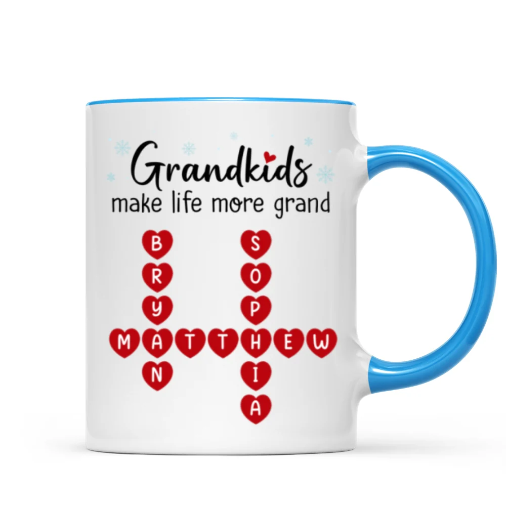 Grandkids Make Life Grand Crossword Puzzle Art Christmas Gift For Grandma Personalized Mug - Image 13