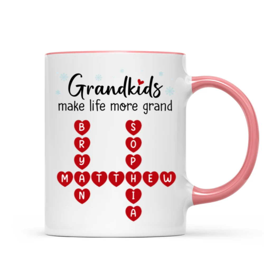 Grandkids Make Life Grand Crossword Puzzle Art Christmas Gift For Grandma Personalized Mug - Image 14