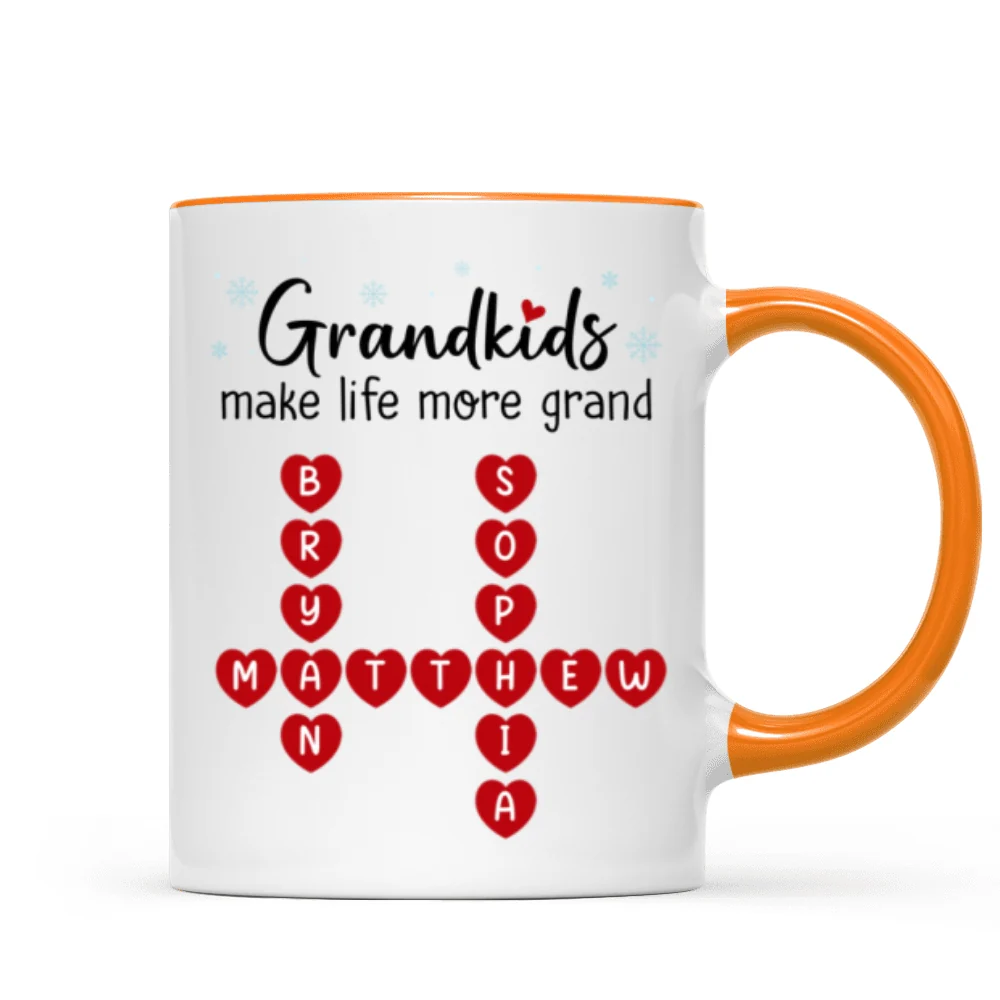 Grandkids Make Life Grand Crossword Puzzle Art Christmas Gift For Grandma Personalized Mug - Image 16