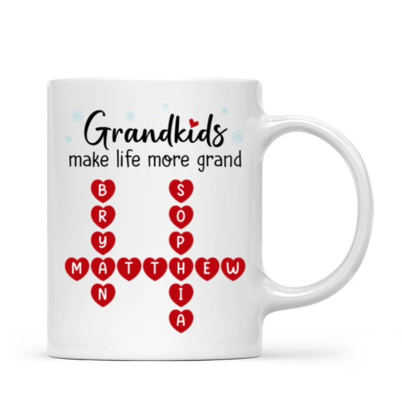 Grandkids Make Life Grand Crossword Puzzle Art Christmas Gift For Grandma Personalized Mug - Image 18