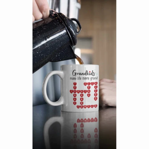 Grandkids Make Life Grand Crossword Puzzle Art Christmas Gift For Grandma Personalized Mug - Image 2