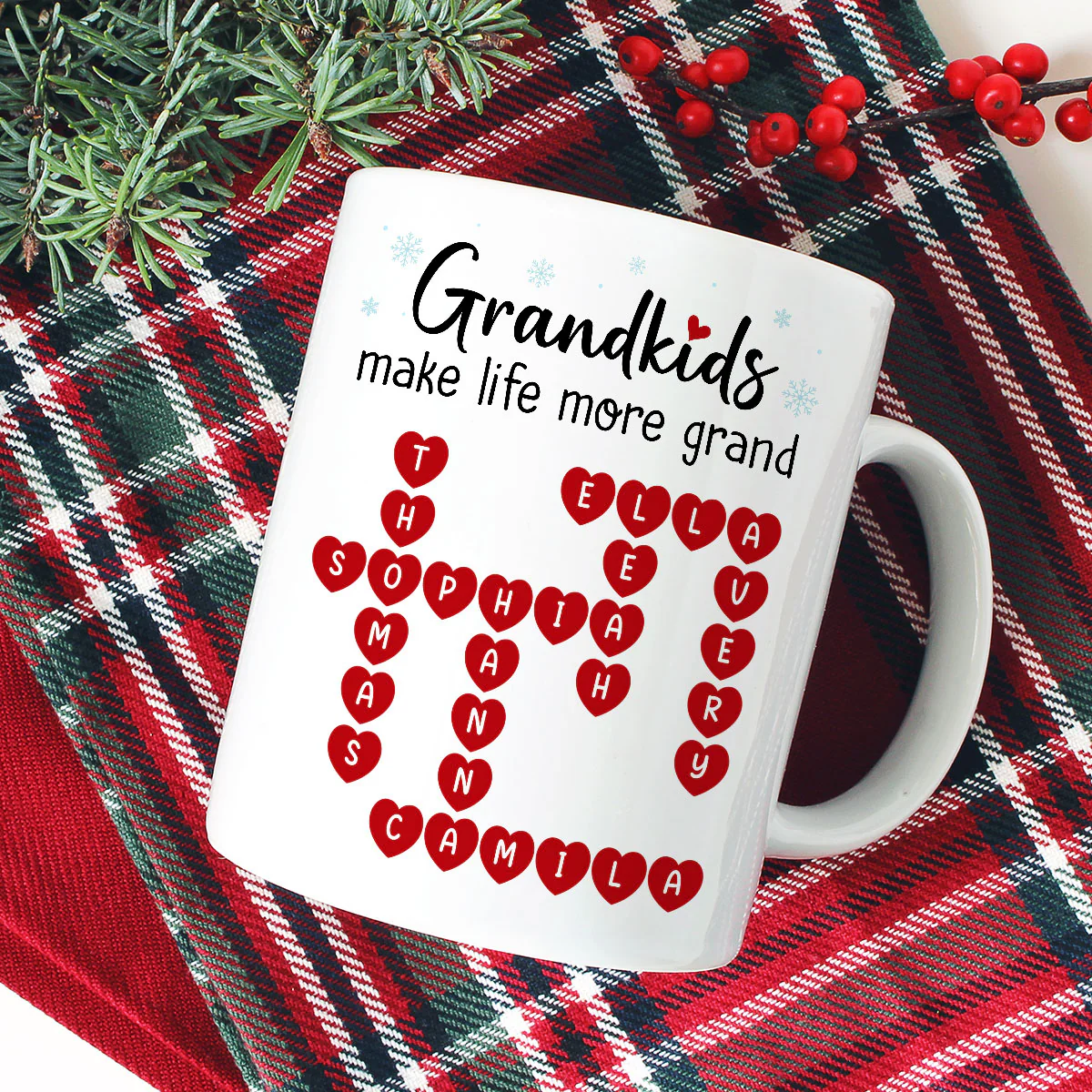 Grandkids Make Life Grand Crossword Puzzle Art Christmas Gift For Grandma Personalized Mug - Image 5