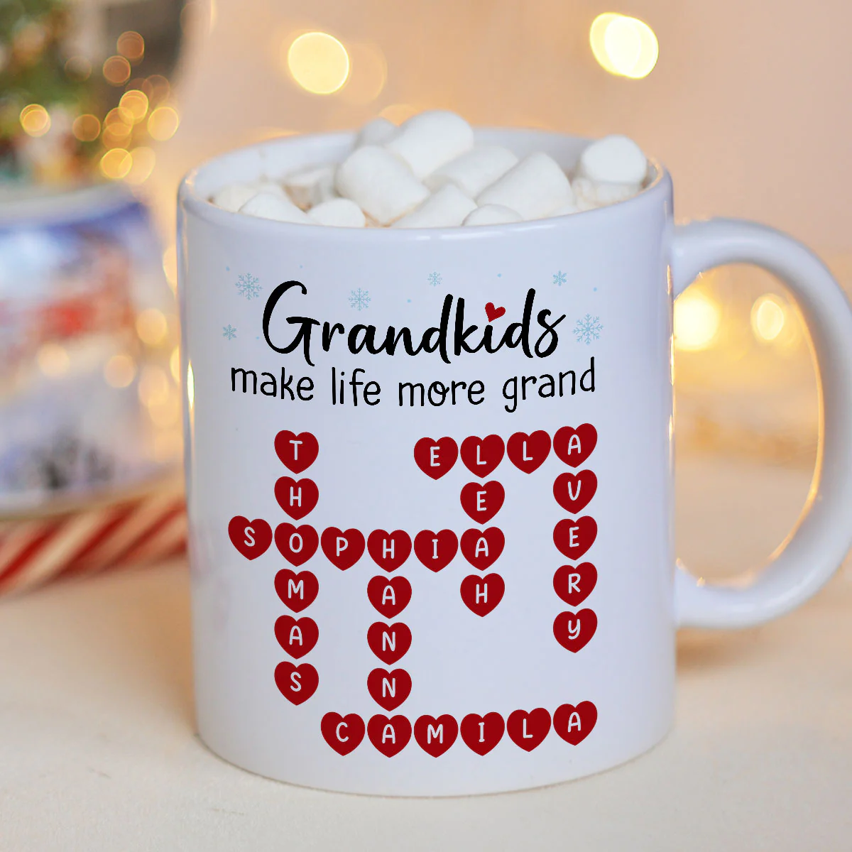 Grandkids Make Life Grand Crossword Puzzle Art Christmas Gift For Grandma Personalized Mug - Image 8