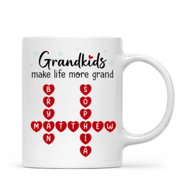 Grandkids Make Life Grand Crossword Puzzle Art Christmas Gift For Grandma Personalized Mug - Image 9