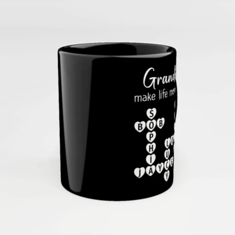 Grandkids Make Life Grand Crossword Puzzle Art Gift For Grandma Personalized Mug - Image 2