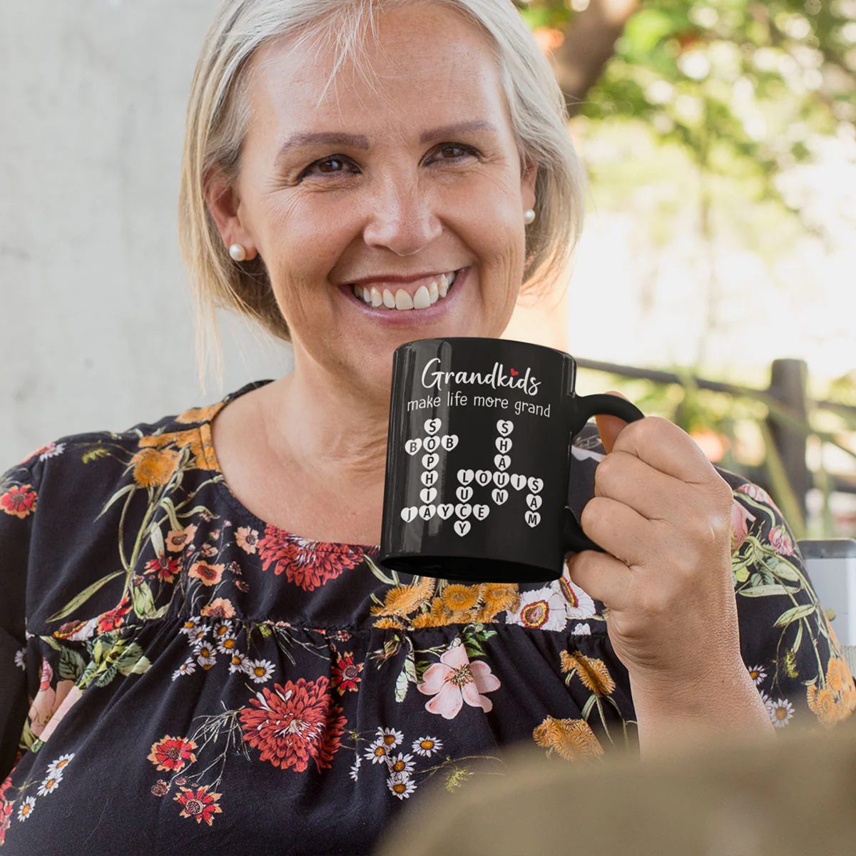 Grandkids Make Life Grand Crossword Puzzle Art Gift For Grandma Personalized Mug - Image 4