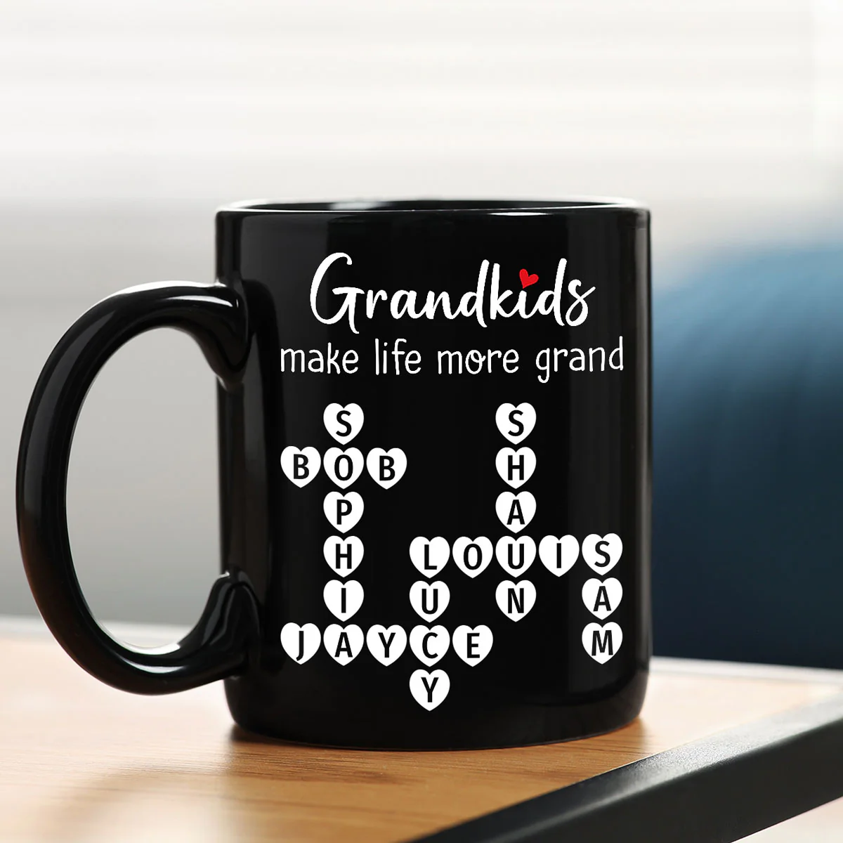 Grandkids Make Life Grand Crossword Puzzle Art Gift For Grandma Personalized Mug - Image 5