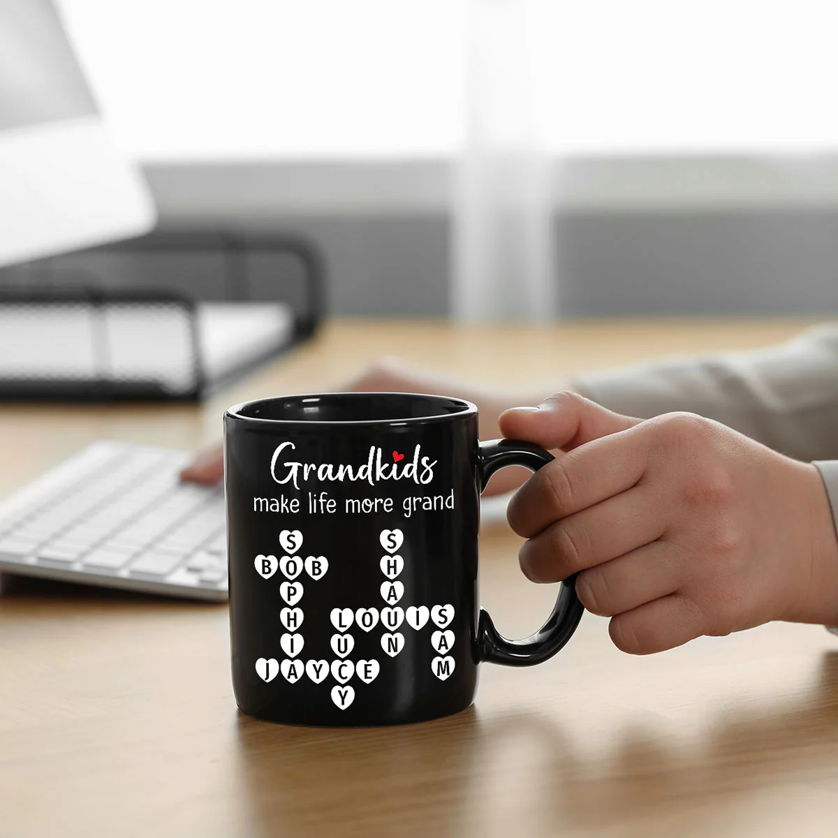 Grandkids Make Life Grand Crossword Puzzle Art Gift For Grandma Personalized Mug - Image 6