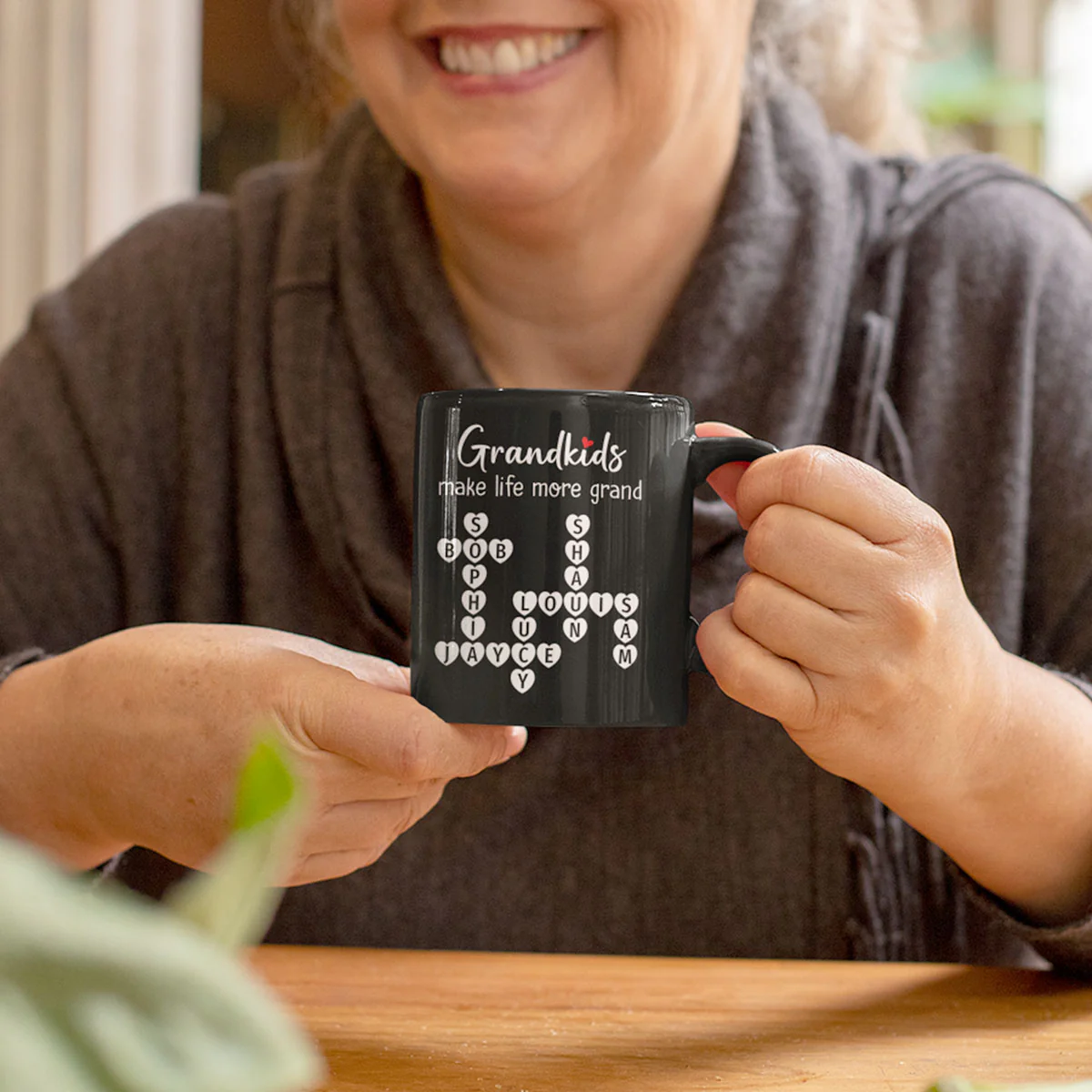 Grandkids Make Life Grand Crossword Puzzle Art Gift For Grandma Personalized Mug - Image 7