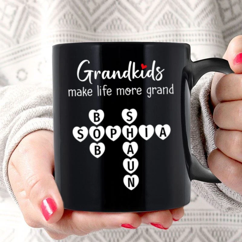 Grandkids Make Life Grand Crossword Puzzle Art Gift For Grandma Personalized Mug - Image 9