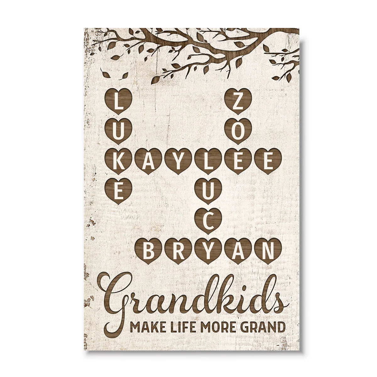 Grandkids Make Life Grand Heart Crossword Art Puzzle Personalized Poster - Image 2