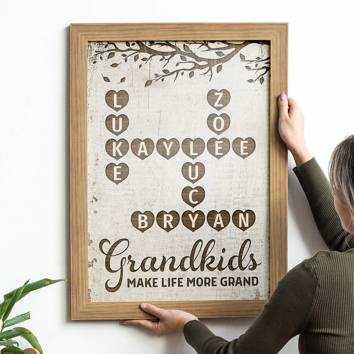 Grandkids Make Life Grand Heart Crossword Art Puzzle Personalized Poster - Image 5