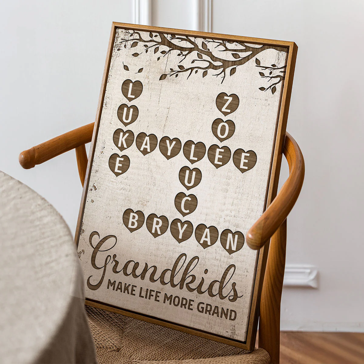 Grandkids Make Life Grand Heart Crossword Art Puzzle Personalized Poster - Image 6