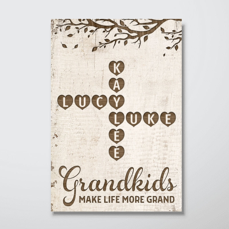 Grandkids Make Life Grand Heart Crossword Art Puzzle Personalized Poster - Image 8
