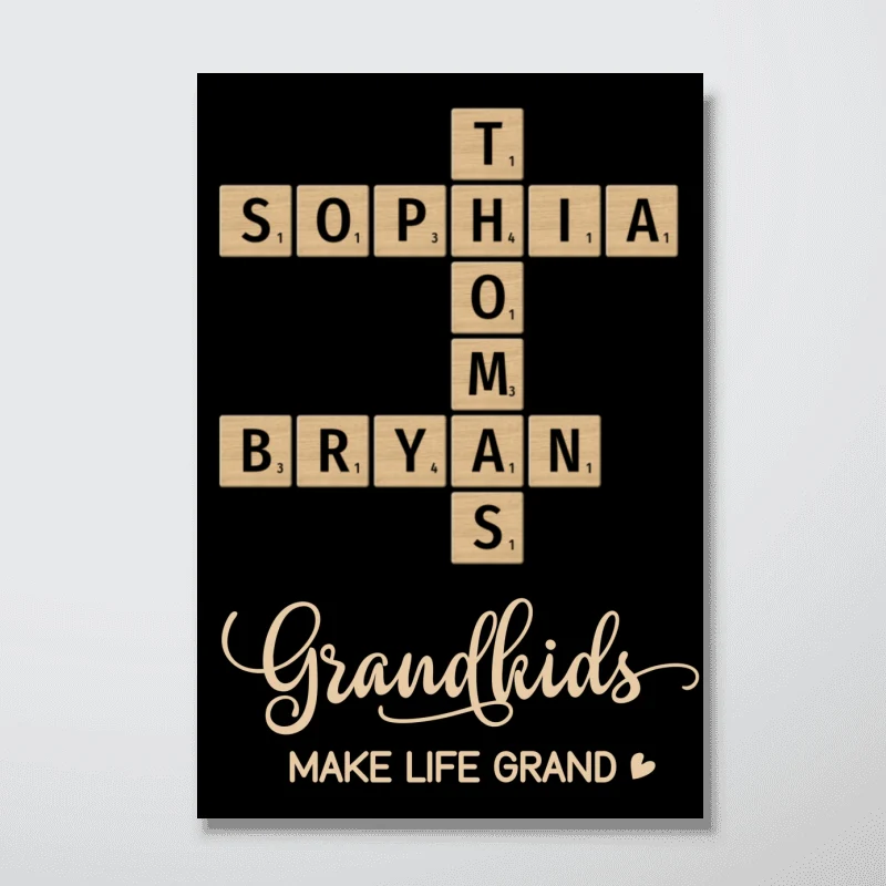 Grandkids Make Life Grand Heart Crossword Puzzle Art Personalized Poster - Image 11