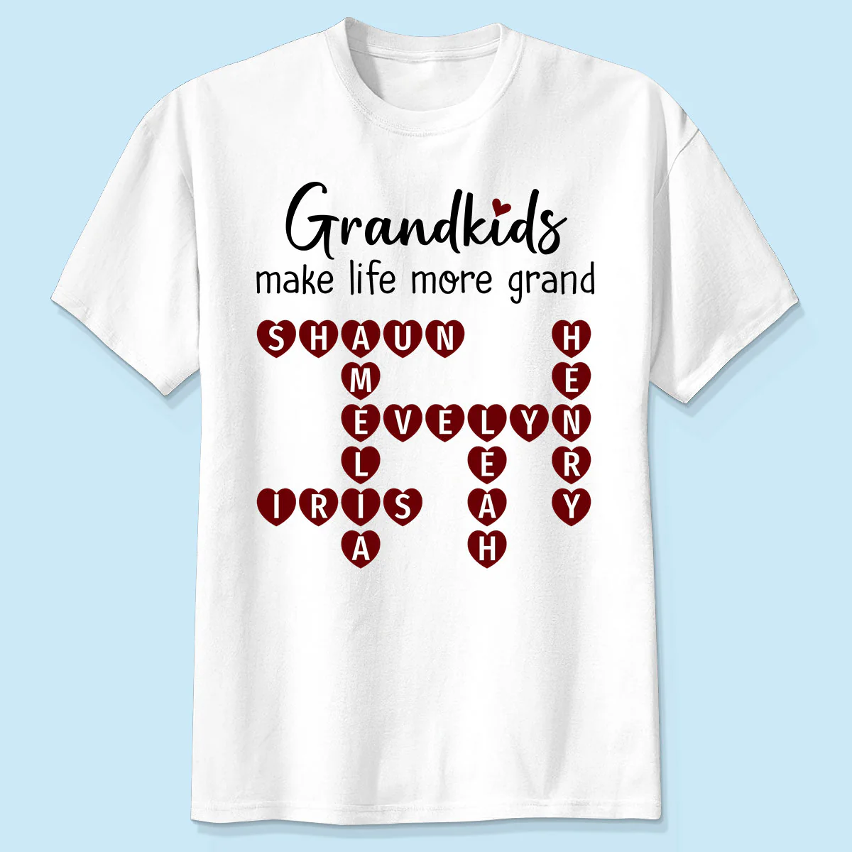 Grandkids Make Life Grand Heart Crossword Puzzle Personalized Shirt