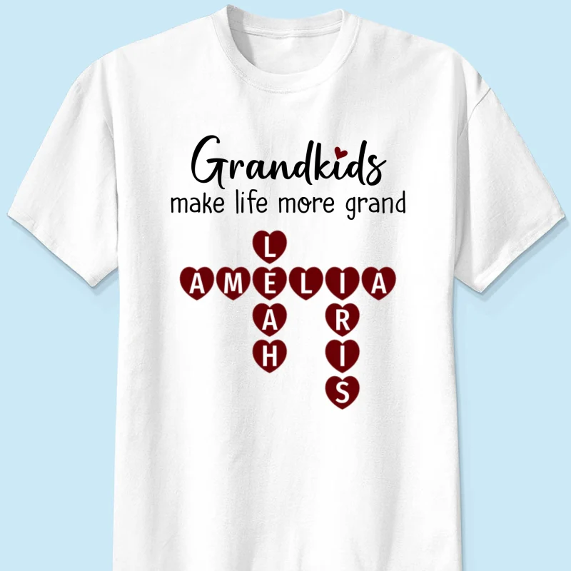 Grandkids Make Life Grand Heart Crossword Puzzle Personalized Shirt - Image 7