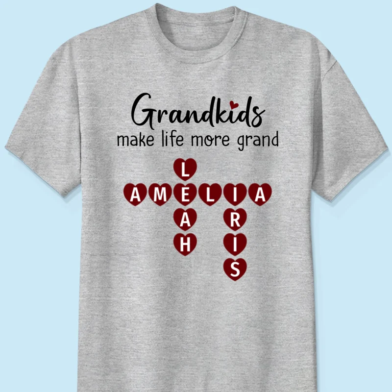 Grandkids Make Life Grand Heart Crossword Puzzle Personalized Shirt - Image 8