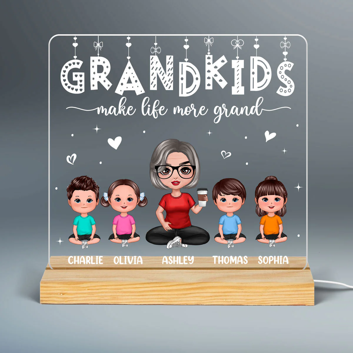 Grandkids Make Life Grand Personalized Custom Shape LED - Image 2
