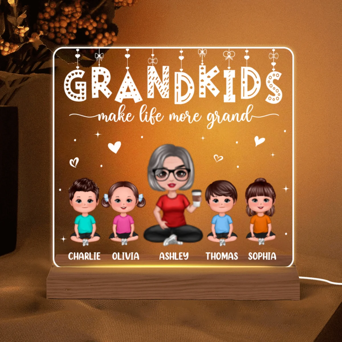 Grandkids Make Life Grand Personalized Custom Shape LED - Image 5