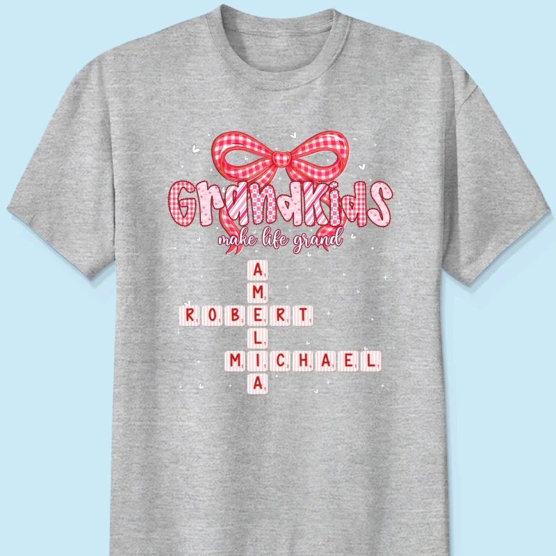 Grandkids Make Life Grand Preppy Valentine Pattern Crossword Puzzle Art - Personalized Shirt - Valentine's Day Gift For Grandma - Image 23