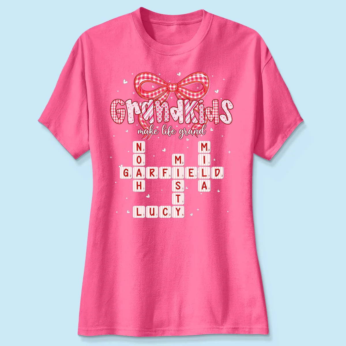 Grandkids Make Life Grand Preppy Valentine Pattern Crossword Puzzle Art - Personalized Shirt - Valentine's Day Gift For Grandma - Image 3