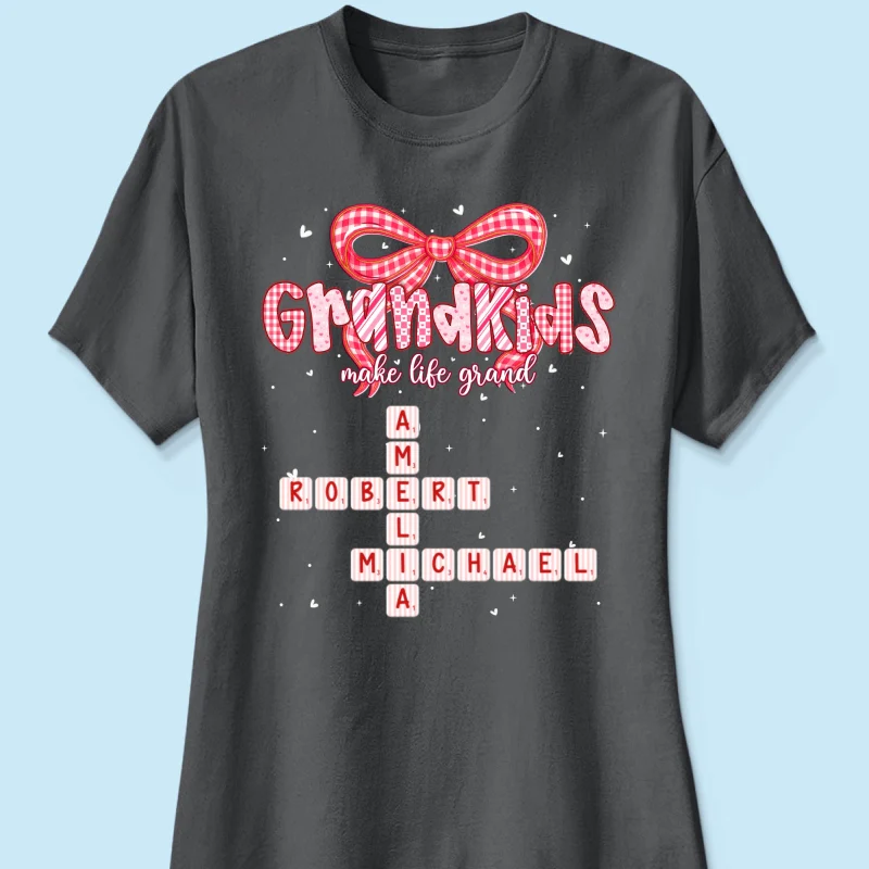 Grandkids Make Life Grand Preppy Valentine Pattern Crossword Puzzle Art - Personalized Shirt - Valentine's Day Gift For Grandma - Image 33