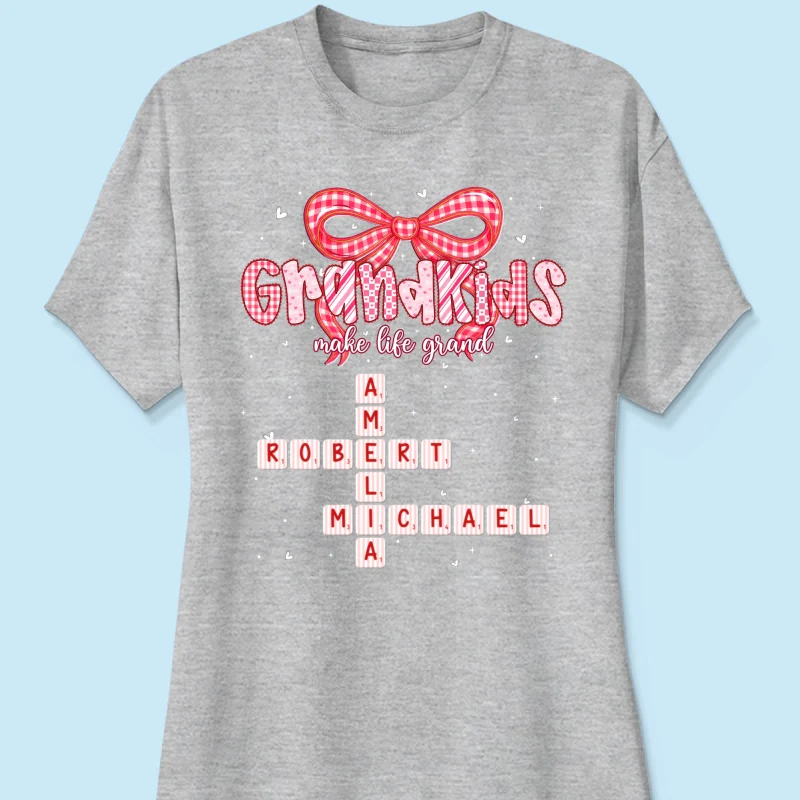 Grandkids Make Life Grand Preppy Valentine Pattern Crossword Puzzle Art - Personalized Shirt - Valentine's Day Gift For Grandma - Image 40