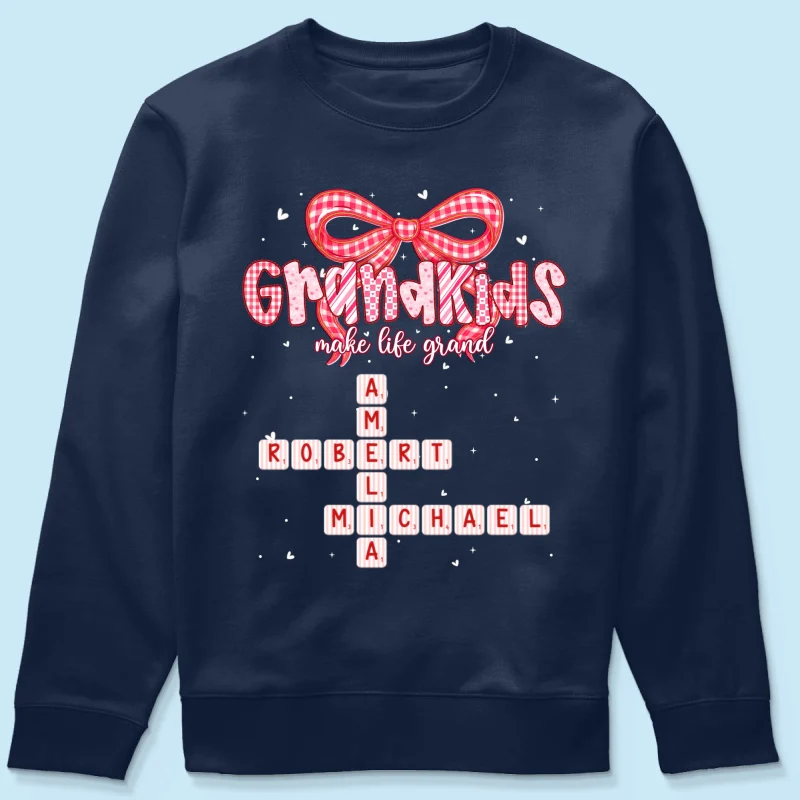 Grandkids Make Life Grand Preppy Valentine Pattern Crossword Puzzle Art - Personalized Shirt - Valentine's Day Gift For Grandma - Image 46