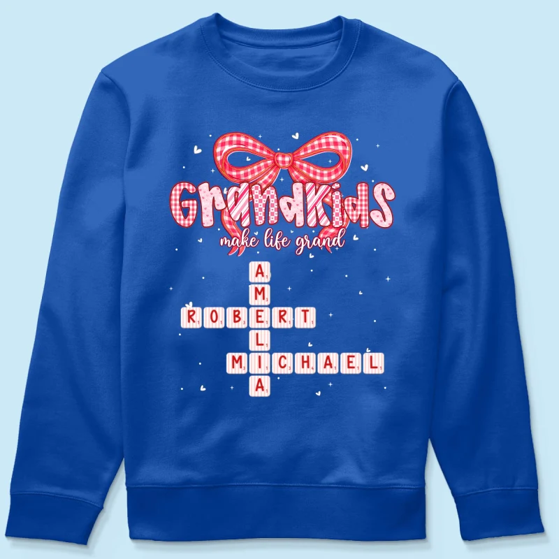 Grandkids Make Life Grand Preppy Valentine Pattern Crossword Puzzle Art - Personalized Shirt - Valentine's Day Gift For Grandma - Image 49