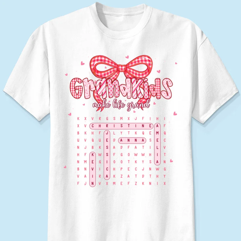 Grandkids Make Life Grand Preppy Word Search Puzzle - Personalized Shirt - Mother's Day Gift For Grandma Mom - Image 13