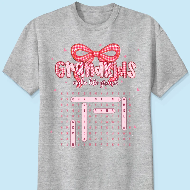 Grandkids Make Life Grand Preppy Word Search Puzzle - Personalized Shirt - Mother's Day Gift For Grandma Mom - Image 14