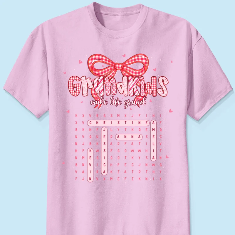 Grandkids Make Life Grand Preppy Word Search Puzzle - Personalized Shirt - Mother's Day Gift For Grandma Mom - Image 15