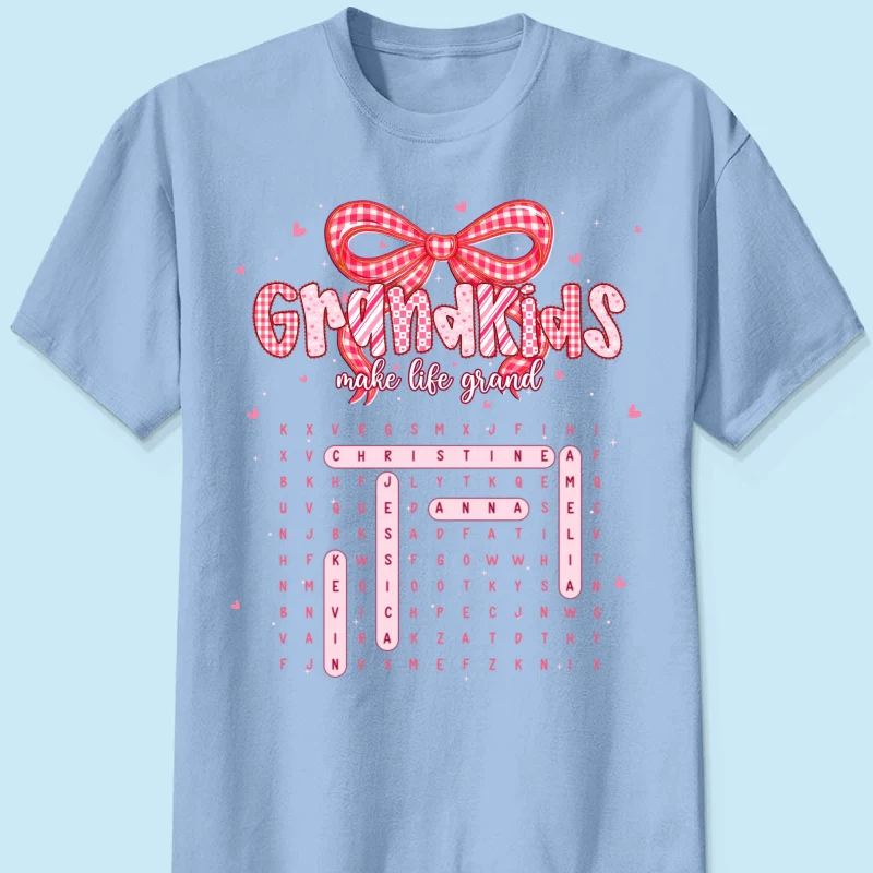 Grandkids Make Life Grand Preppy Word Search Puzzle - Personalized Shirt - Mother's Day Gift For Grandma Mom - Image 16