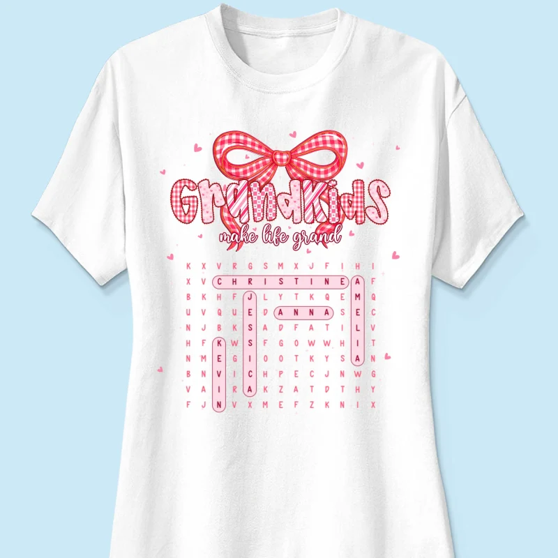 Grandkids Make Life Grand Preppy Word Search Puzzle - Personalized Shirt - Mother's Day Gift For Grandma Mom - Image 17