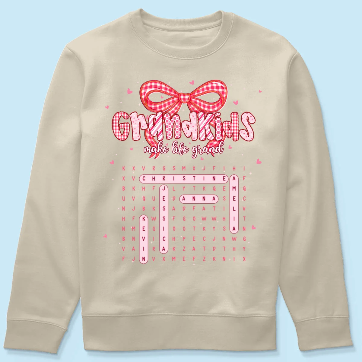 Grandkids Make Life Grand Preppy Word Search Puzzle - Personalized Shirt - Mother's Day Gift For Grandma Mom - Image 24