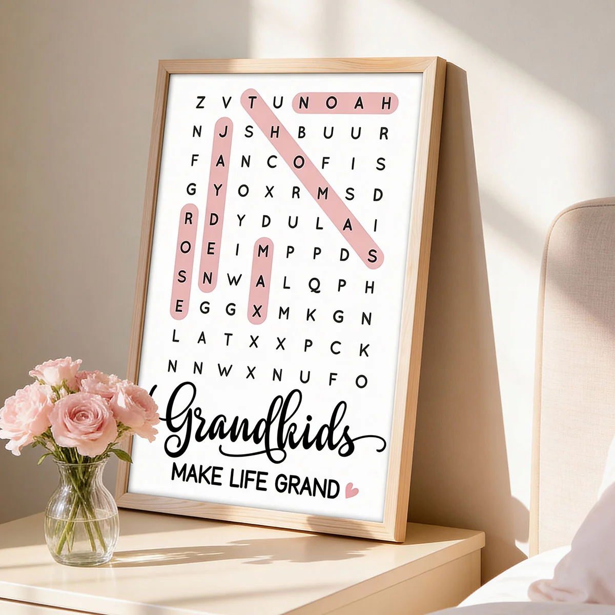 Grandkids Make Life Grand Word Search - Personalized Poster - Mother's Day Gift For Grandma - Image 2