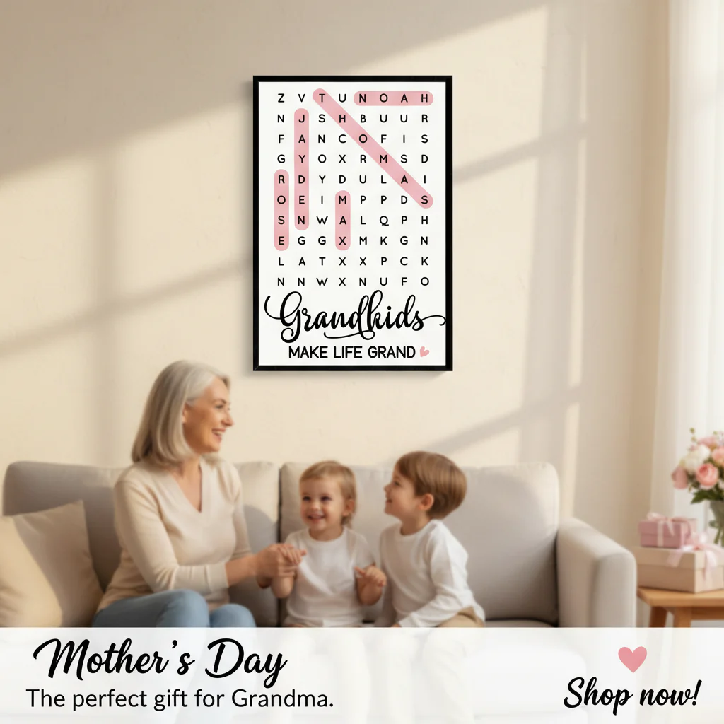 Grandkids Make Life Grand Word Search - Personalized Poster - Mother's Day Gift For Grandma - Image 3