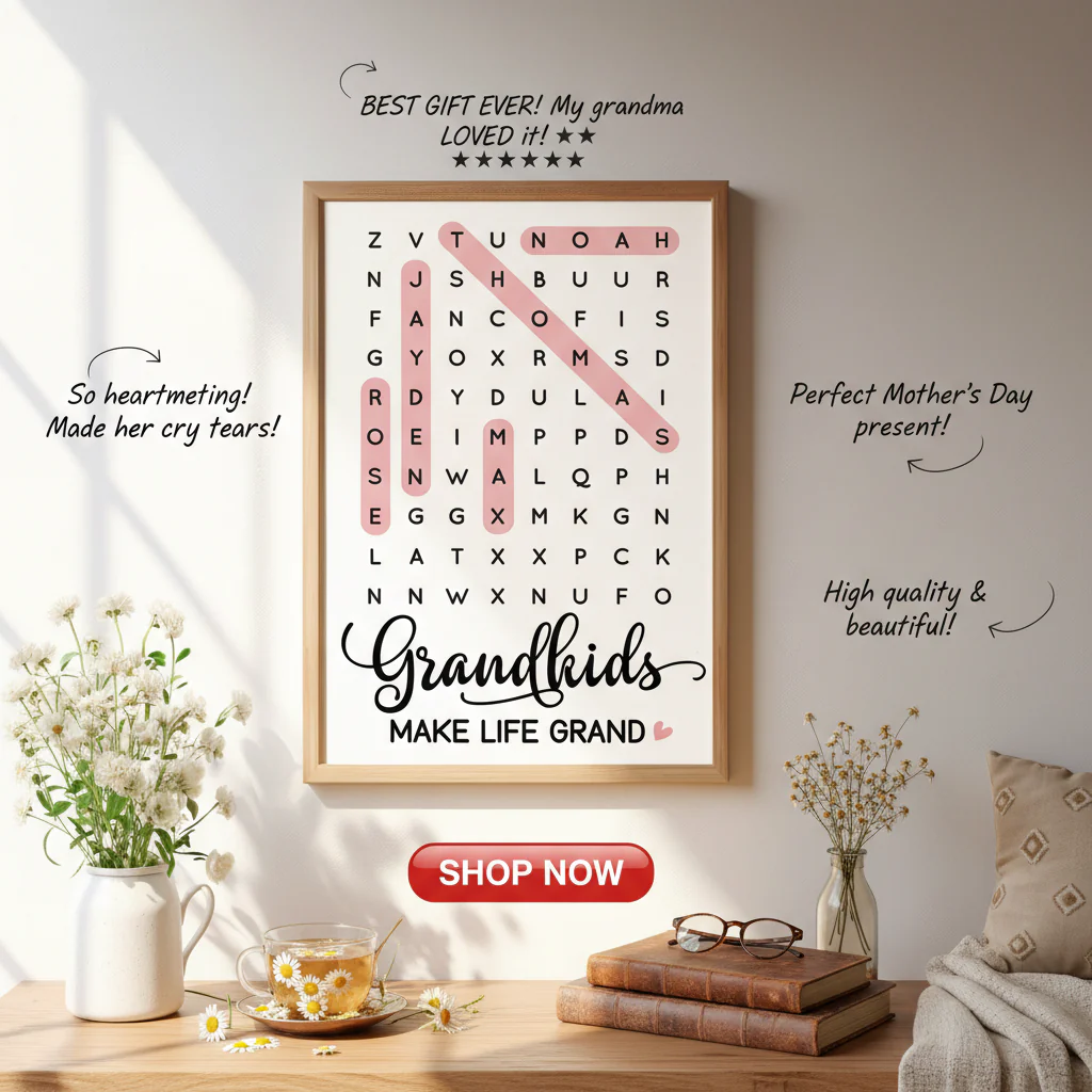 Grandkids Make Life Grand Word Search - Personalized Poster - Mother's Day Gift For Grandma - Image 4