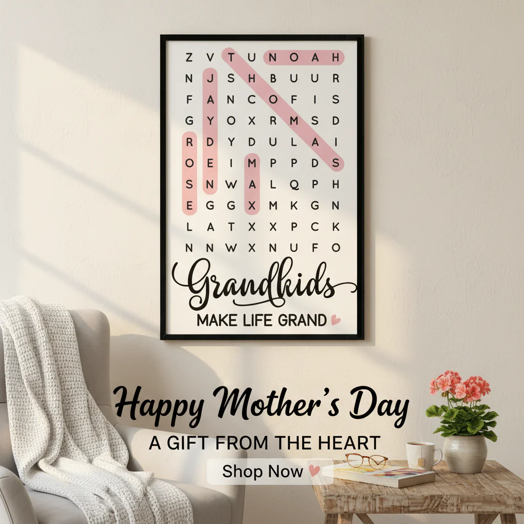 Grandkids Make Life Grand Word Search - Personalized Poster - Mother's Day Gift For Grandma - Image 5
