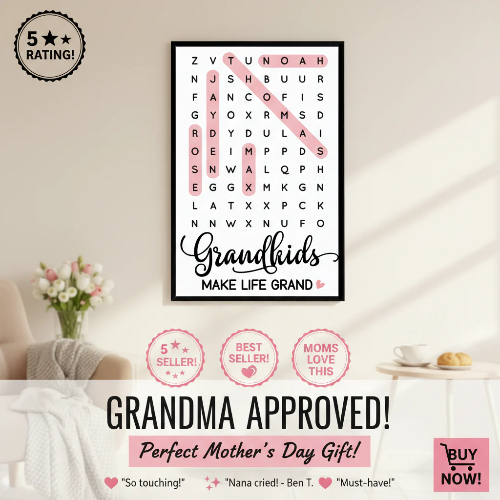 Grandkids Make Life Grand Word Search - Personalized Poster - Mother's Day Gift For Grandma - Image 6