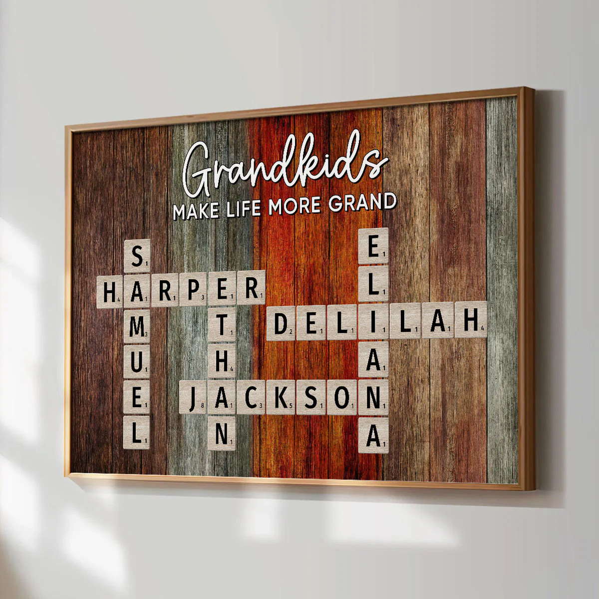 Grandkids Make Life More Grand Colorful Palette Crossword Puzzle Art Personalized Poster | Heartfelt Gift For Grandparents, Grandma, Grandpa | Home Decor for Grandparents' House - Image 4