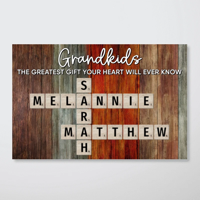 Grandkids Make Life More Grand Colorful Palette Crossword Puzzle Art Personalized Poster | Heartfelt Gift For Grandparents, Grandma, Grandpa | Home Decor for Grandparents' House - Image 9
